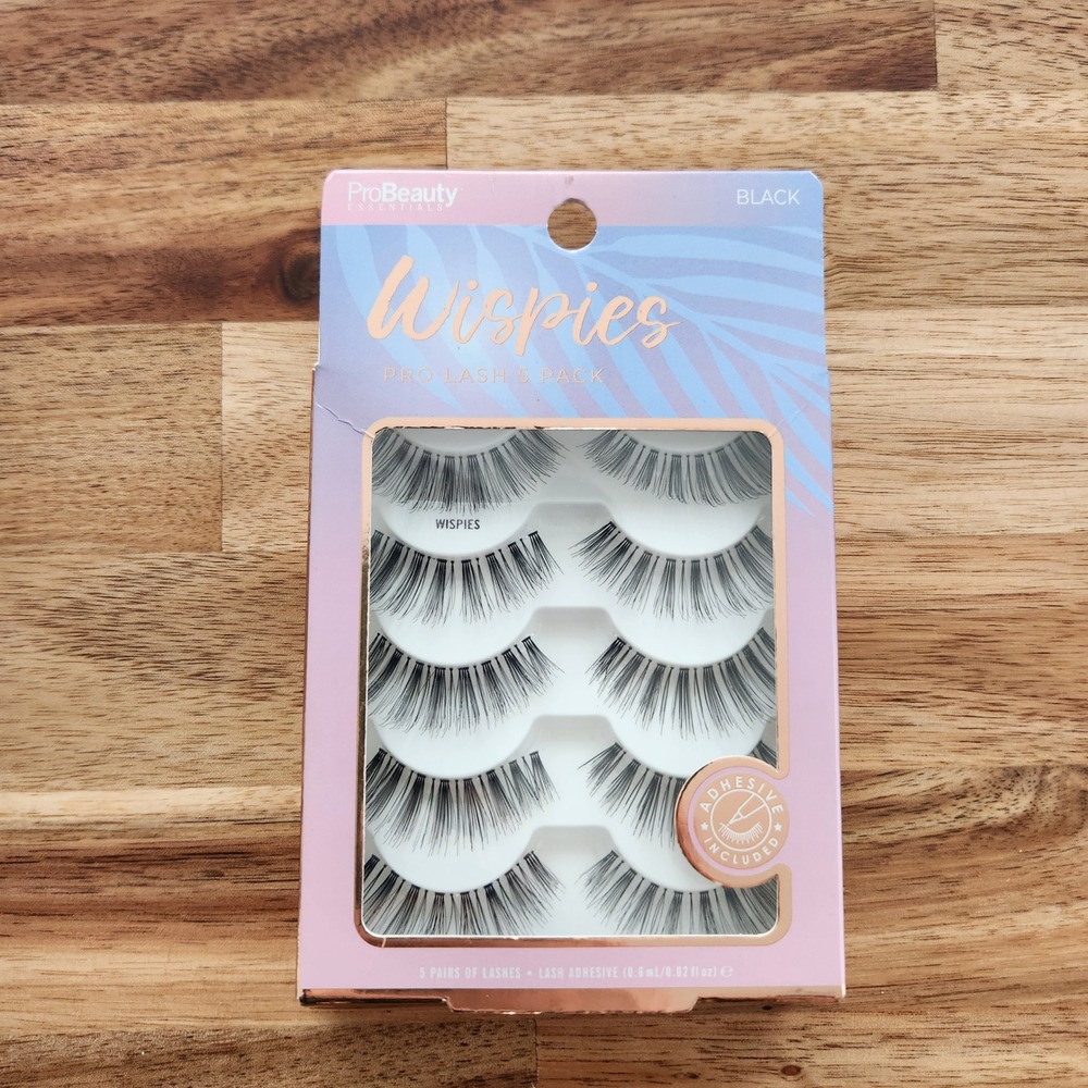 ProBeauty Wispy Lashes Pack Black 5 Pairs Lash Adhesive Included NWT